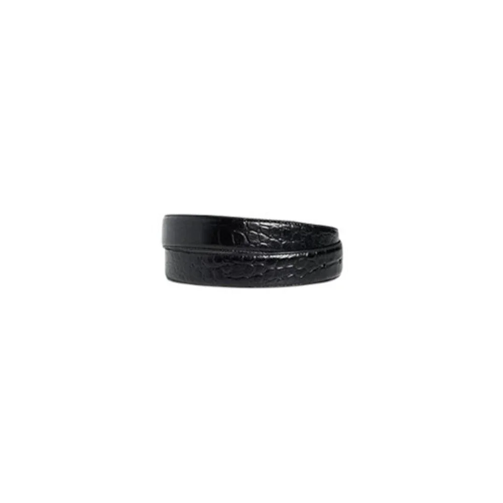 Favorite Daughter Women's The Jordan Croc Embossed Belt Size L Black/Nickel